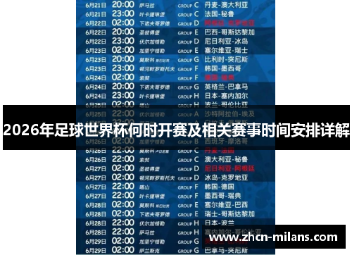 2026年足球世界杯何时开赛及相关赛事时间安排详解